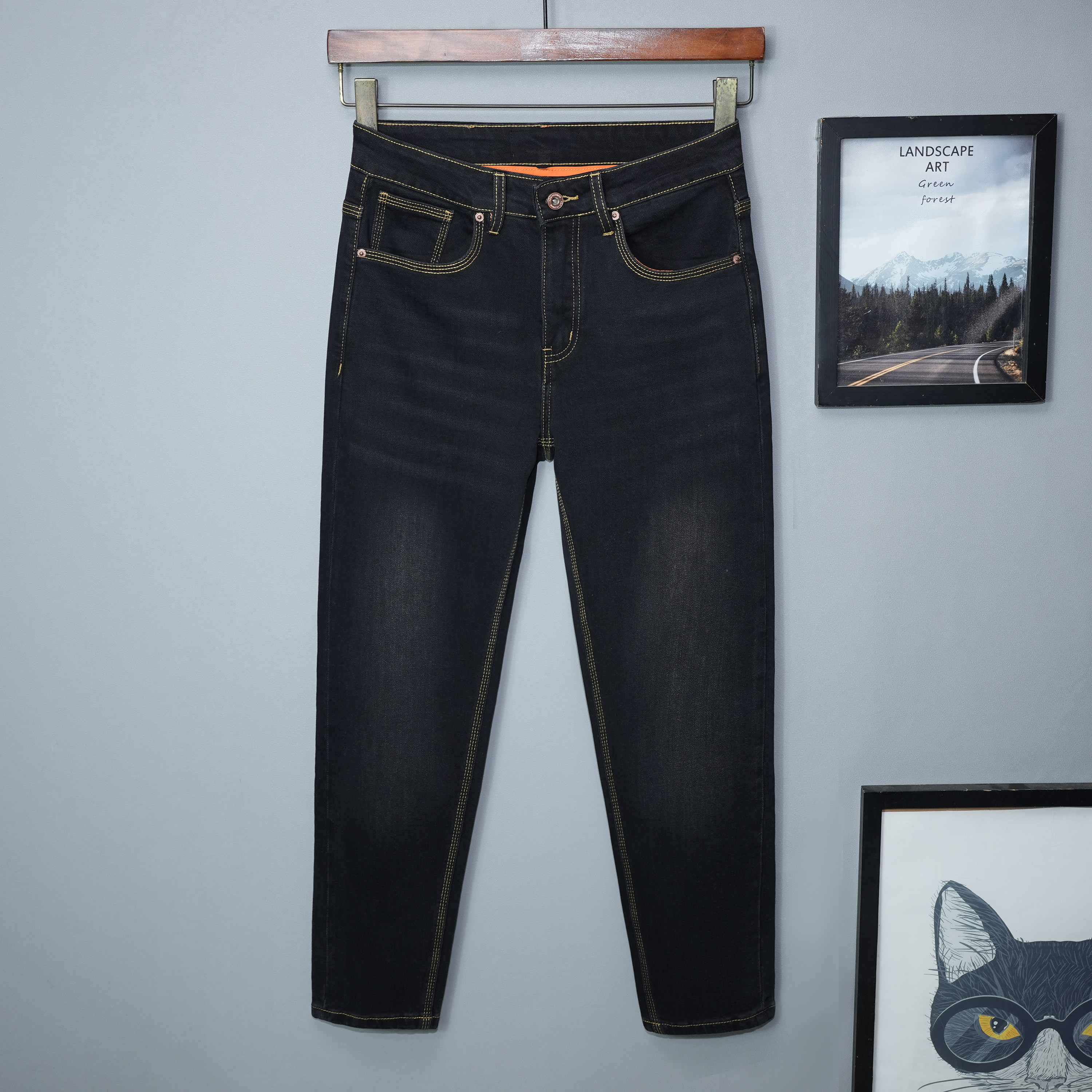 2026新款春夏季薄款九分牛仔裤男修身小脚高级感长裤黑灰休闲弹力