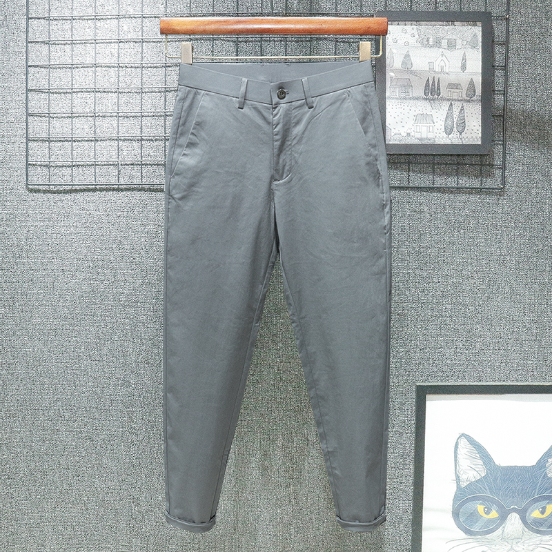 香港夏季超薄款 深灰冰丝九分休闲裤男士修身小脚高端2025年新款