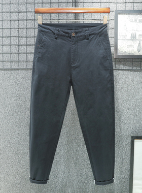 深灰色纯棉  2025新款春秋季宽松九分休闲裤男美式小脚小直筒高端