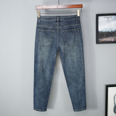 2025新款春秋九分牛仔裤男小直筒小脚蓝色加绒秋冬季休闲弹力潮流
