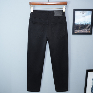 2025新款秋冬季九分牛仔裤男修身直筒黑色休闲高端秋季纯黑色弹力
