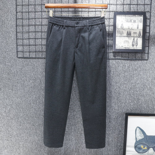 秋冬季毛呢裤子男士九分休闲裤