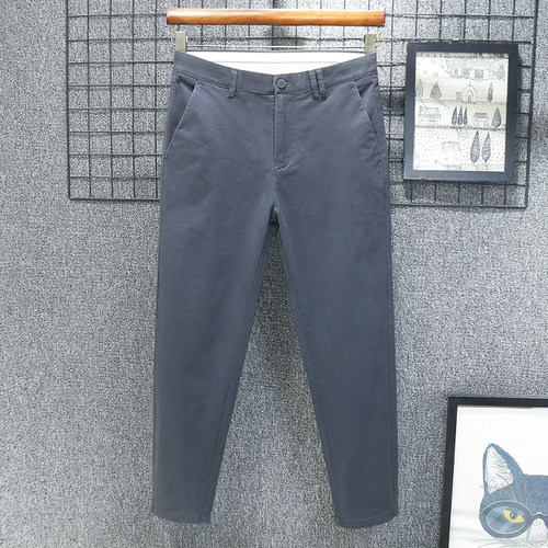 2026新款夏季薄款深灰九分休闲裤男士修身直筒春秋款高端宽松纯棉