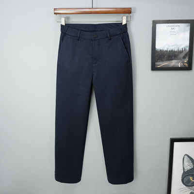 毛呢秋冬季裤子男士九分休闲裤宽松直筒宝蓝秋季磨毛蓝色2025新款