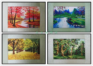 特卖苏绣成品客厅装饰画机绣苏州刺绣画鸿运当头黄金大道山水风景