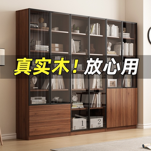实木书柜展示柜家用客厅书房储物手办柜轻奢多功能可组合落地柜子