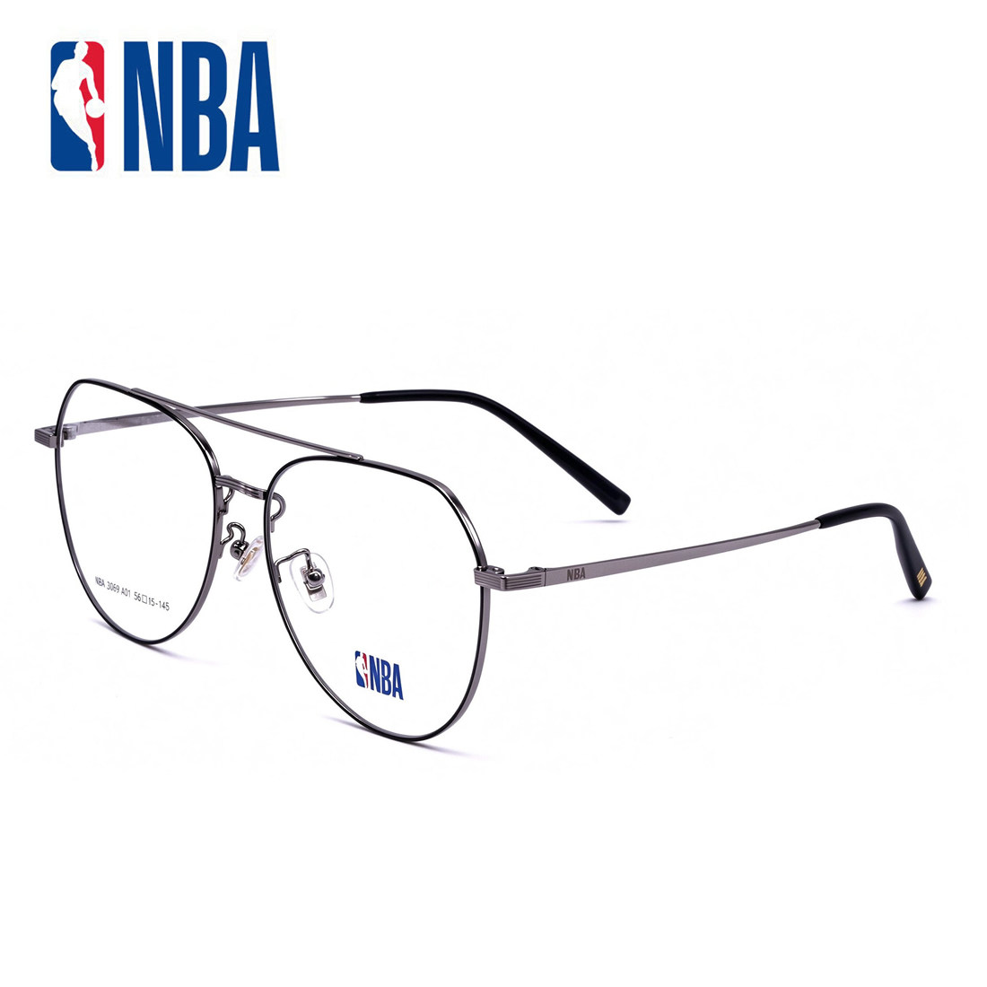 NBA3069 复古男女飞行员大框眼镜架全框金属黑色白领文艺时尚流行