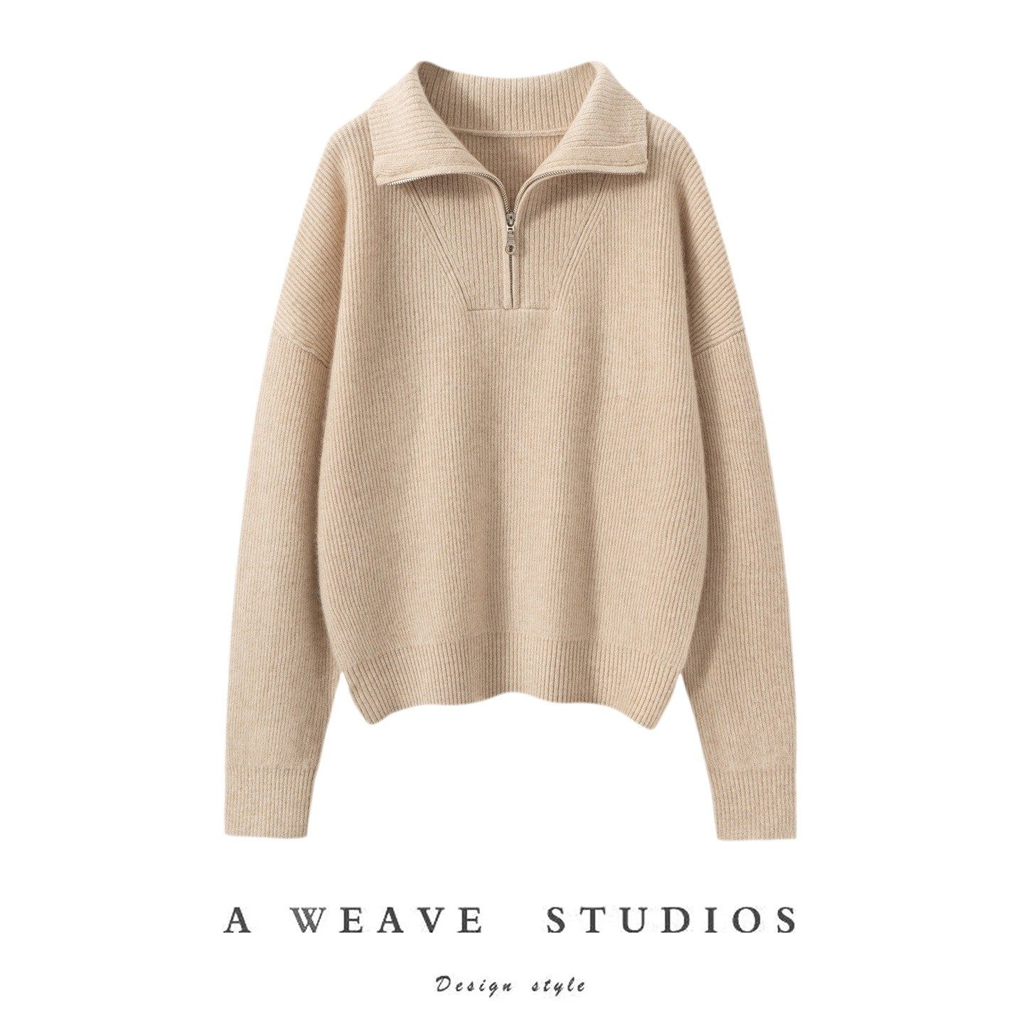 秋冬新100%纯山羊绒针织衫女拉链翻领套头毛衣保暖羊绒厚打底衫女,女装/女士精品,羊绒衫,淘宝优惠券,粉丝福利购,淘宝优惠卷