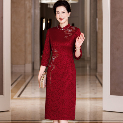 结婚礼妈妈装礼服高贵衣服秋喜婆婆婚宴装2025本命年喜服大码旗袍