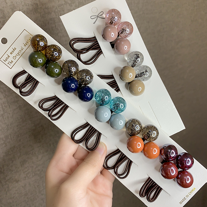 撞色儿童韩版女头绳高弹性