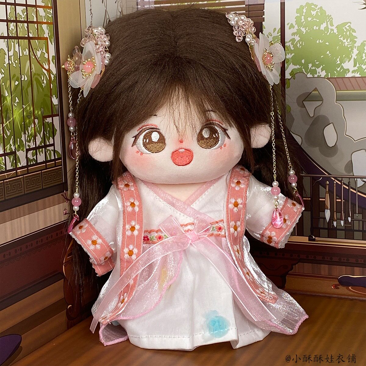20cm娃衣古风汉服棉花娃娃女娃古典衣服裙子无属性公仔换装衣发夹