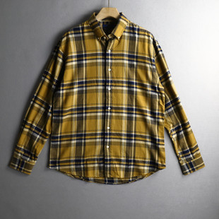 优外汇 欧美双R家原货秋冬法兰绒刺绣格子款男士日常打底长袖衬衫