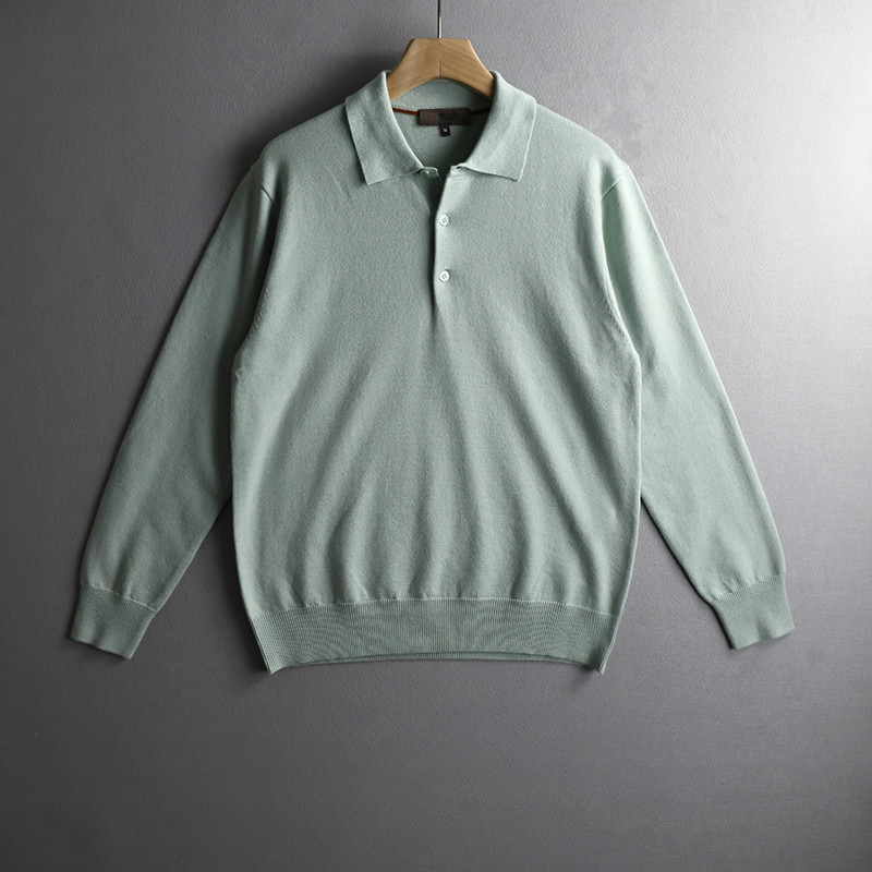 简约纯色纯棉翻领男士针织衫毛衣