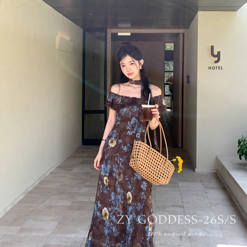 ZY GODDESS-26年夏上新南法假日法式海岛度假浪漫印花荷叶边86521