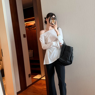 小衫 摩登197 26年春款 韩系一字斜肩设计感长袖 2F051 不含下装
