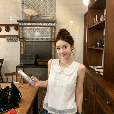 FEIMAO（YIMAO）-夏季新款浪漫法式无袖精致上衣女背心21816