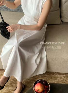 chance forever-26年夏上新法式极简风纯色修身无袖连衣裙8019