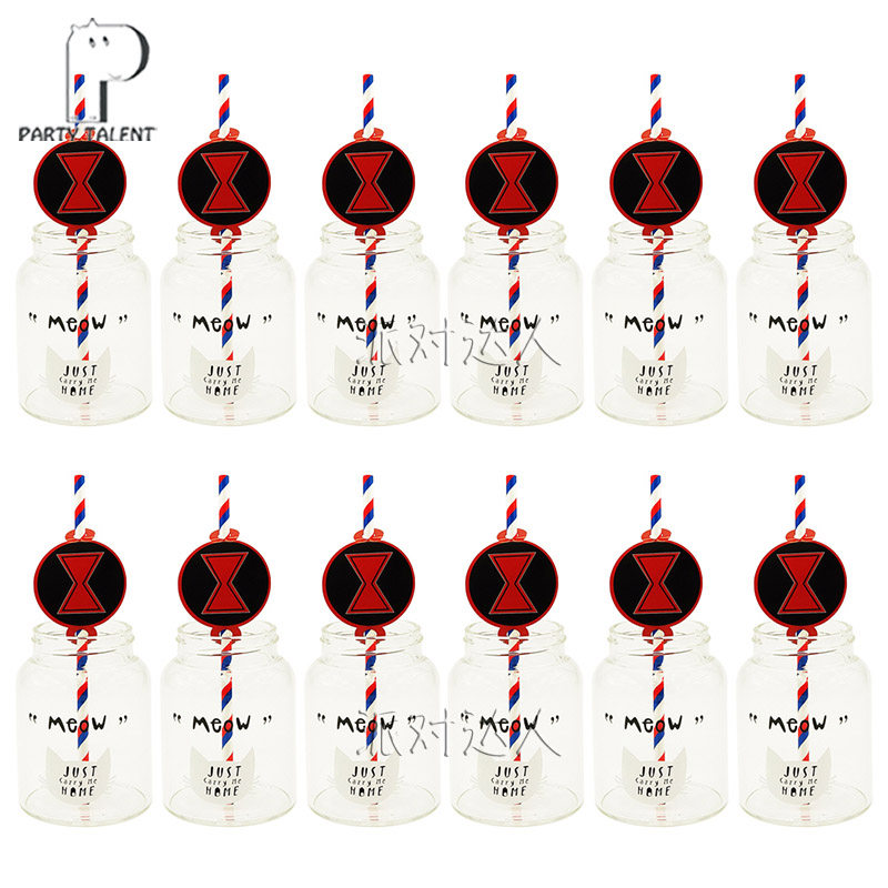 黑寡妇BlackWidow漫威复联儿童生日派对装饰布置一次性环保纸吸管|ruв категории посуда, кубок/кубок/чайник, пипетка - от Buy2taobao.com для оказания профессиональной услуги покупки агента Taobao