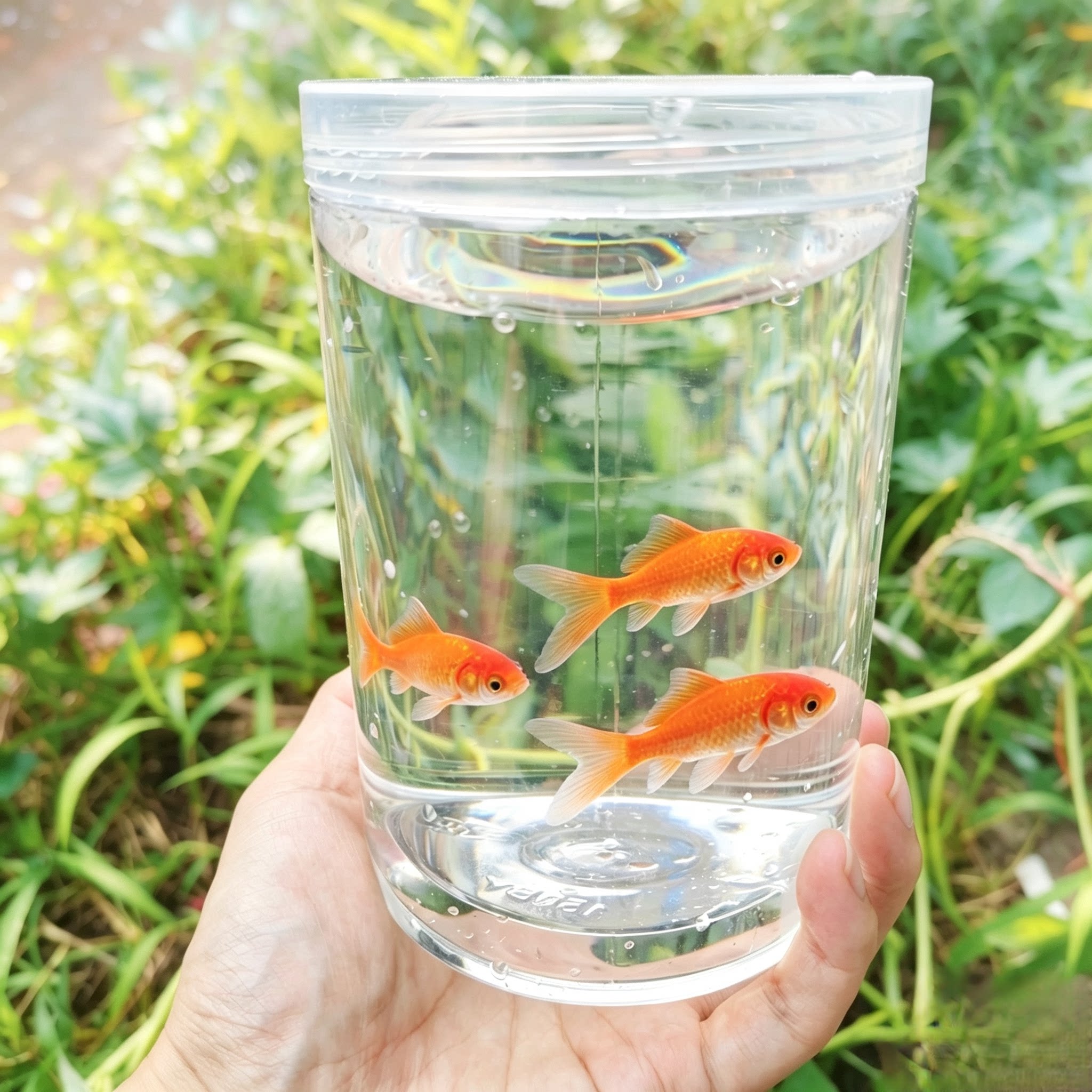 迷你桌面塑料鱼缸1L送鱼粮