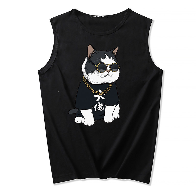 VEST VEST MENS COTTON SPORTS ROUND NECK BREATHABLE SUMMER LOOSE SLEEVELESS T-SHIRT STUDENTS PLUS SIZE BOTTOMING SHIRT