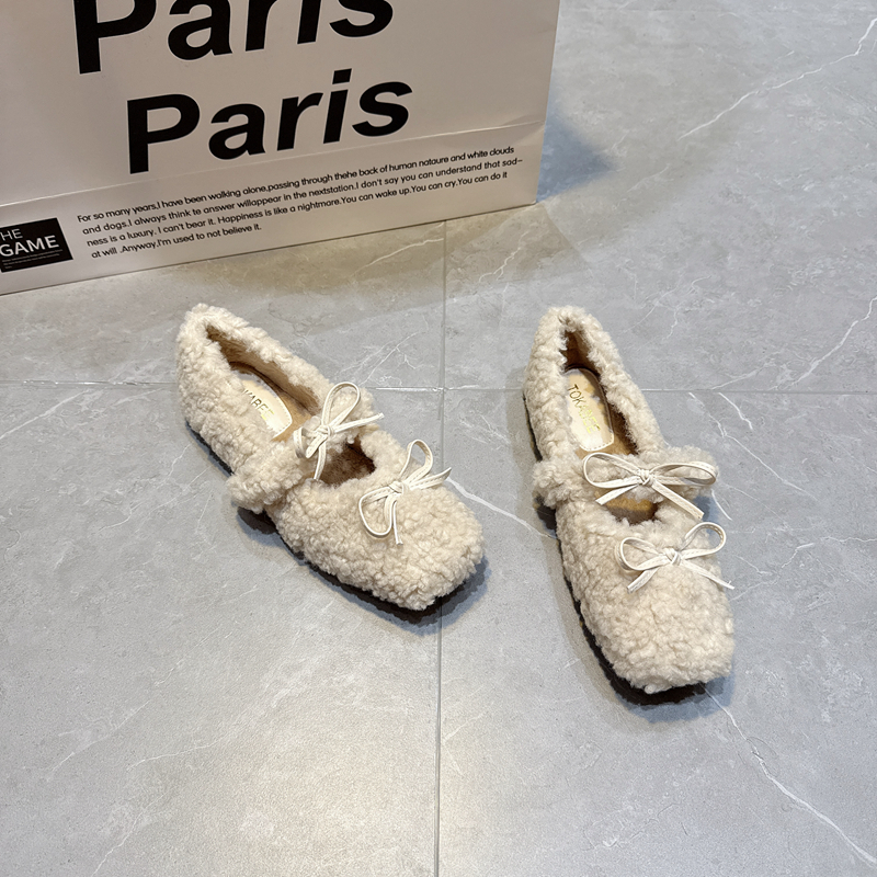 百搭仿羊羔毛保暖棉鞋玛丽珍单鞋