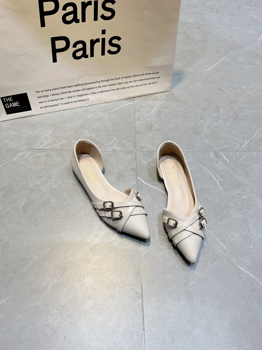 尖头平底浅口配裙子新款仙女风