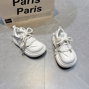 新款 小白鞋 真皮大头鞋 翘头面包鞋 女丑萌厚底休闲运动板鞋 2026时尚