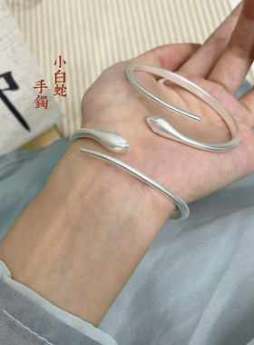 胜银·小蛇古法足银999.9手镯异形男女生简单蛇年小青蛇纯银手镯
