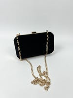 The remaining stock of the UK order from outside is a fashionable, light luxury, shiny velvet surface, metal mouth and gold chain evening clutch thumbnail 2
