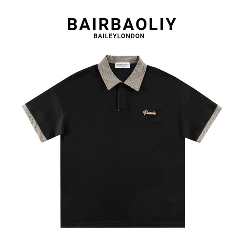 BAIRBAOLIY格纹撞色翻领POLO衫