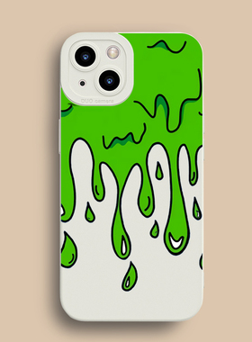 绿色水滴适用苹果13手机壳iPhone15promax创意17/16/14个性11/12男女款XR/XS/16e全包7/8plus硅胶软壳防摔