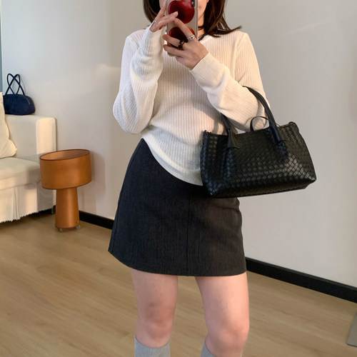 Omang桃喜 有内衬防走光A字西装短裙女春夏小个子显瘦短款半身裙