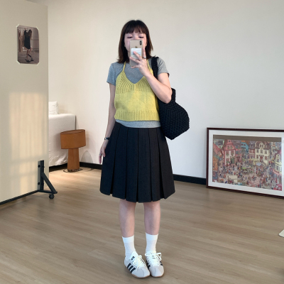 Omang桃喜 韩系叠穿针织吊带背心女早秋超好看独特漂亮外穿小上衣