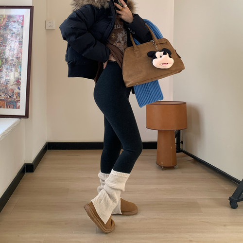 Omang桃喜 高弹舒适磨毛云朵裤女春秋深色打底裤修身显瘦小黑裤