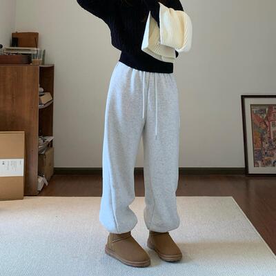 Omang桃喜加绒束脚卫裤