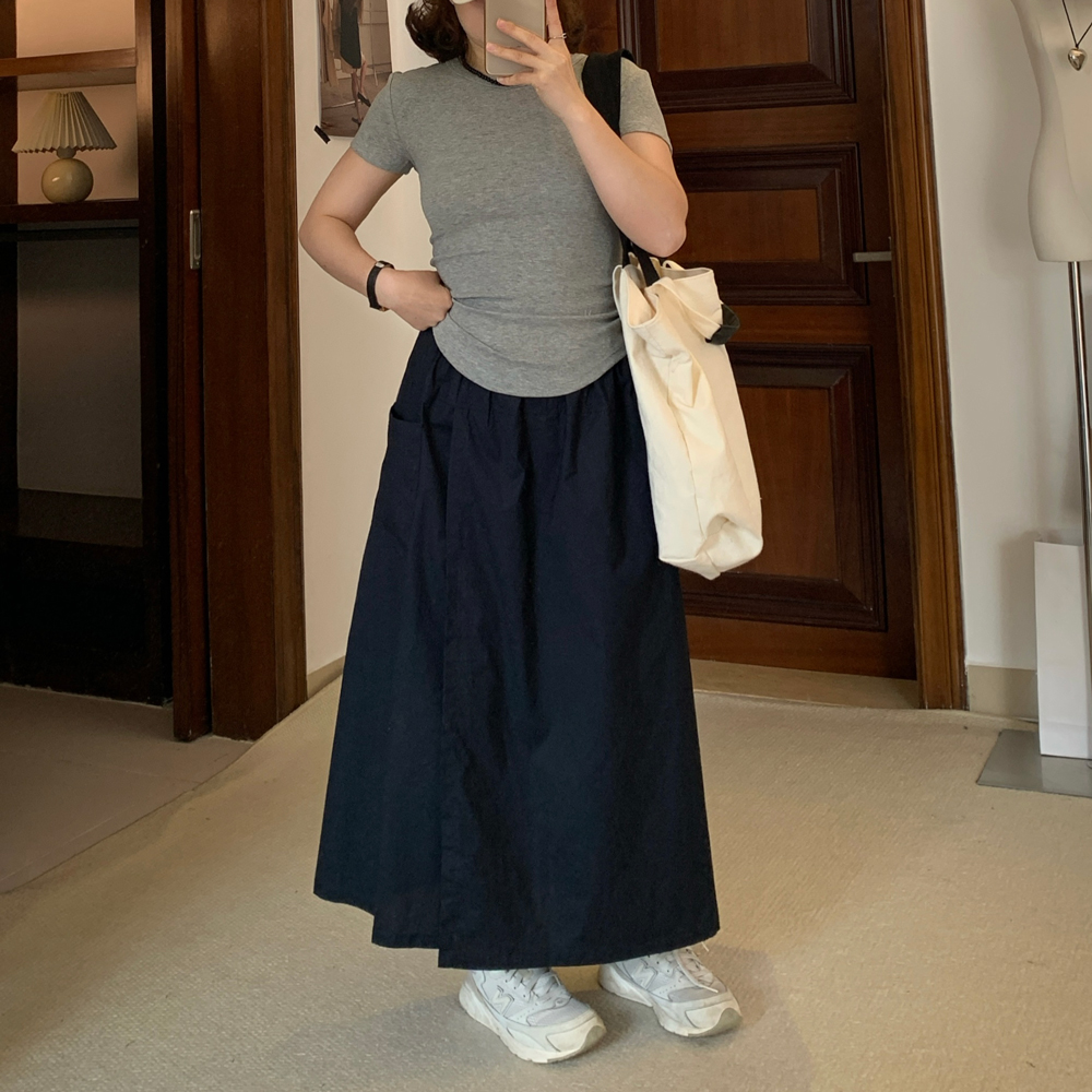 Omang桃喜 韩系休闲慵懒松弛感裙裤女夏松紧腰设计感大阔腿九分裤