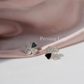 Pressing Love经典 四叶花耳钉女纯925银针防过敏耳饰气质通勤百搭