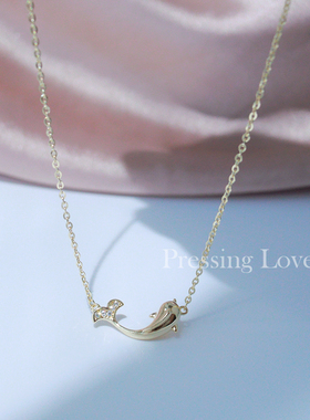 P.Love925纯银镀金小海豚项链
