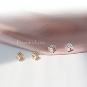 Pressing Love休闲百搭立体几何耳钉女925纯银针防过敏小众设计感