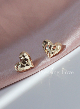 Pressing Love超闪立体镂空设计爱心耳钉女925纯银针防敏小巧简约