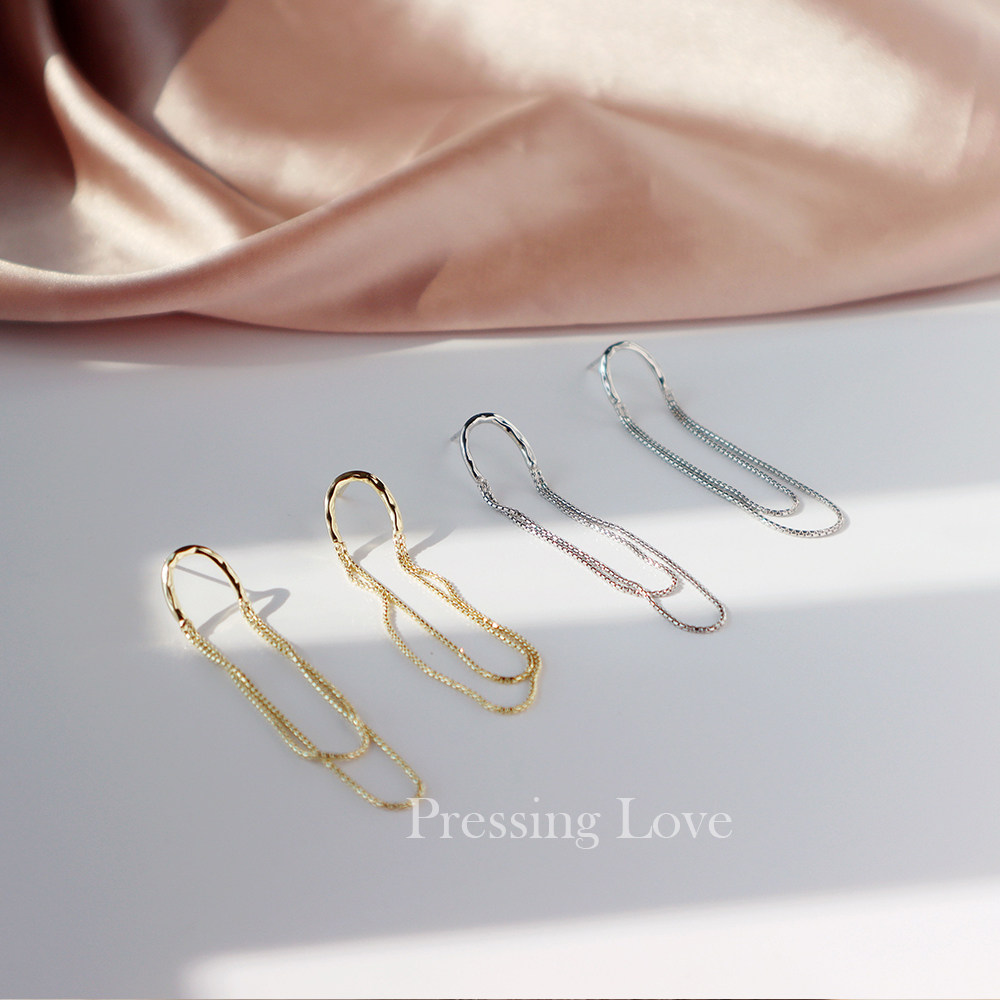 P.Love925纯银针耳钉防过敏气质流苏耳环简约超仙耳饰个性设计感