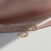 Pressing Love简约纯银耳扣方便可不摘 耳环通体925银镀金防过敏