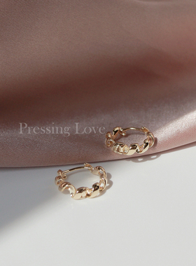 Pressing Love简约纯银耳扣方便可不摘的耳环通体925银镀金防过敏