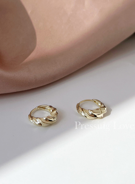 Pressing Loveins风简约气质牛角包耳扣精致小巧小耳坠睡觉不用摘