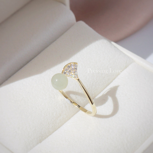 Love戒指女纯银小众设计轻奢高级感可调节开口食指戒天然宝石