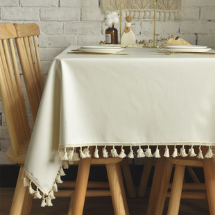 防水免洗餐桌布北欧纯色ins轻奢流苏防油皮革茶几电视柜盖巾定做