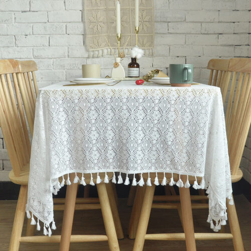 桌布布艺雏菊蕾丝镂空法式圆茶几
