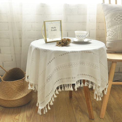 ins风网红纯白蕾丝花园餐桌布