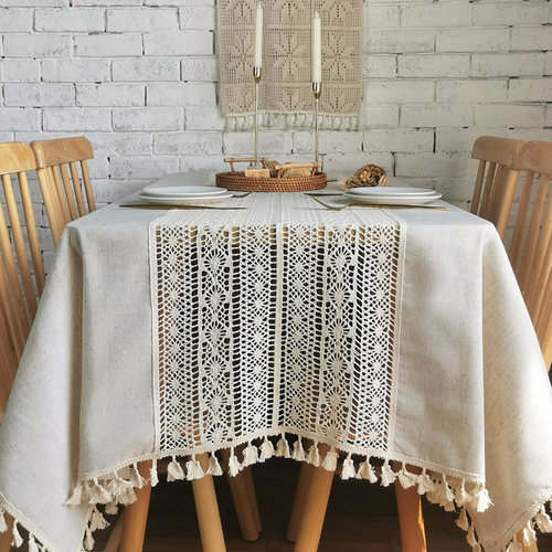 桌布布艺蕾丝法式复古棉麻