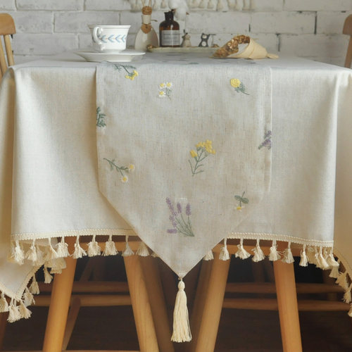 餐桌茶几ins立体刺绣薰衣草桌布